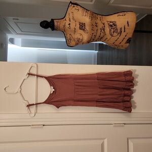 Pink Rose Casual Ruffled Dress in Mauve